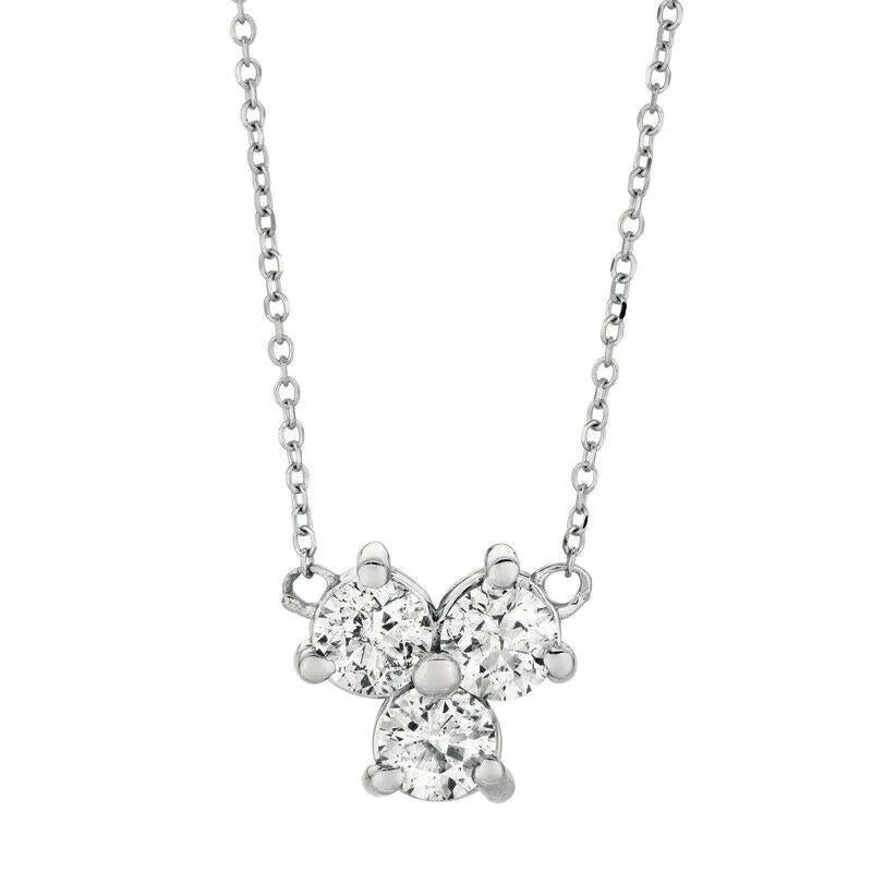 0.25 Carat Natural 3 Stone Diamond Necklace 14K White Gold G SI 18 '' chain