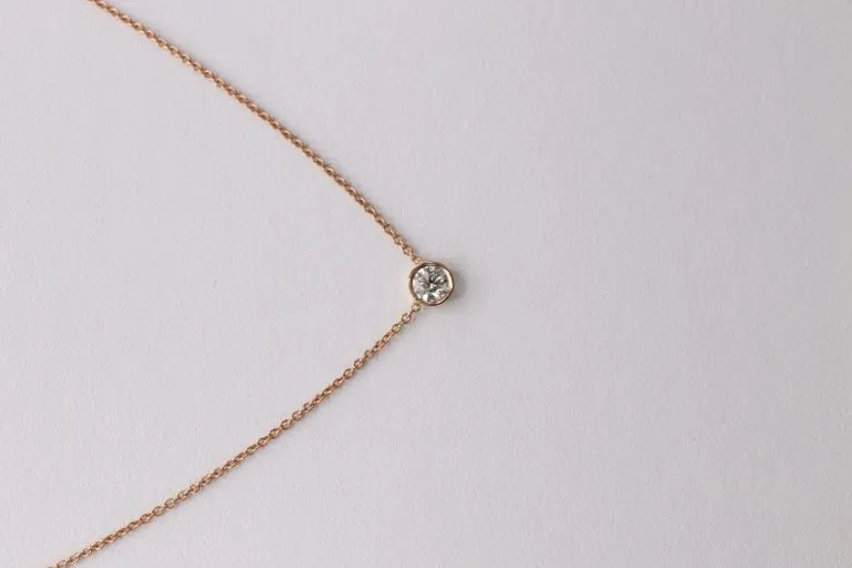 0.25cts-14k Rose gold diamond Bezel Necklace