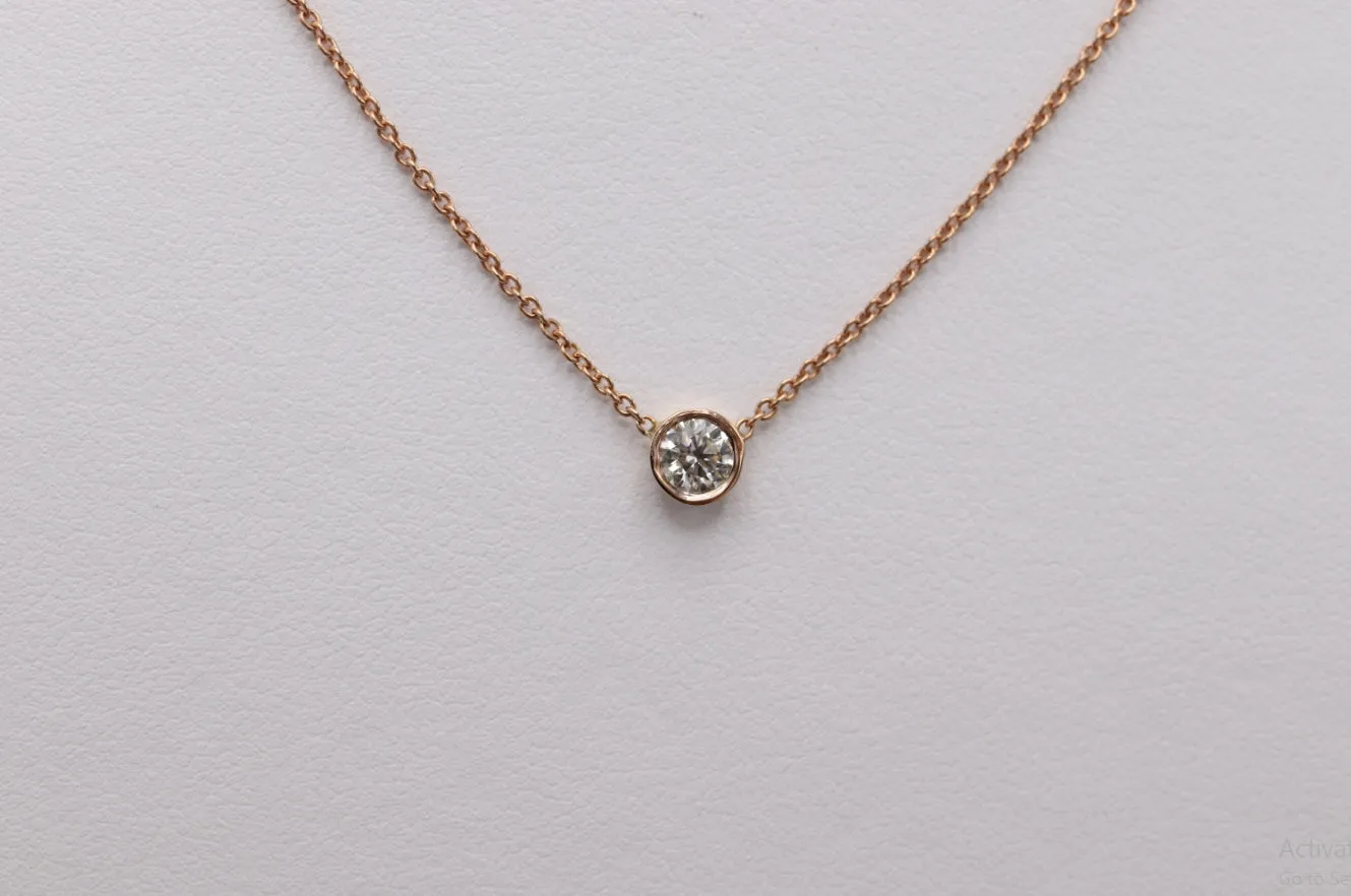 0.25cts-14k Rose gold diamond Bezel Necklace
