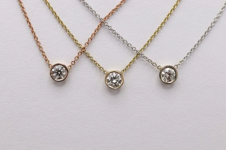 0.25cts-14k Rose gold diamond Bezel Necklace