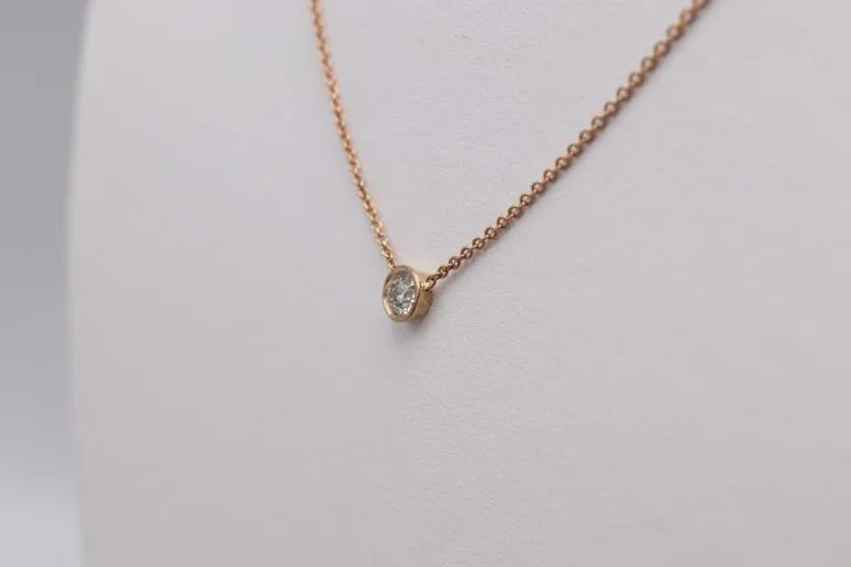 0.25cts-14k Rose gold diamond Bezel Necklace