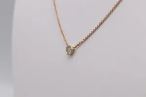 0.25cts-14k Rose gold diamond Bezel Necklace