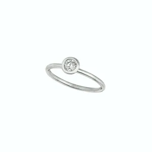0.30 Carat Natural Diamond Bezel set Ring G SI 14K White Gold