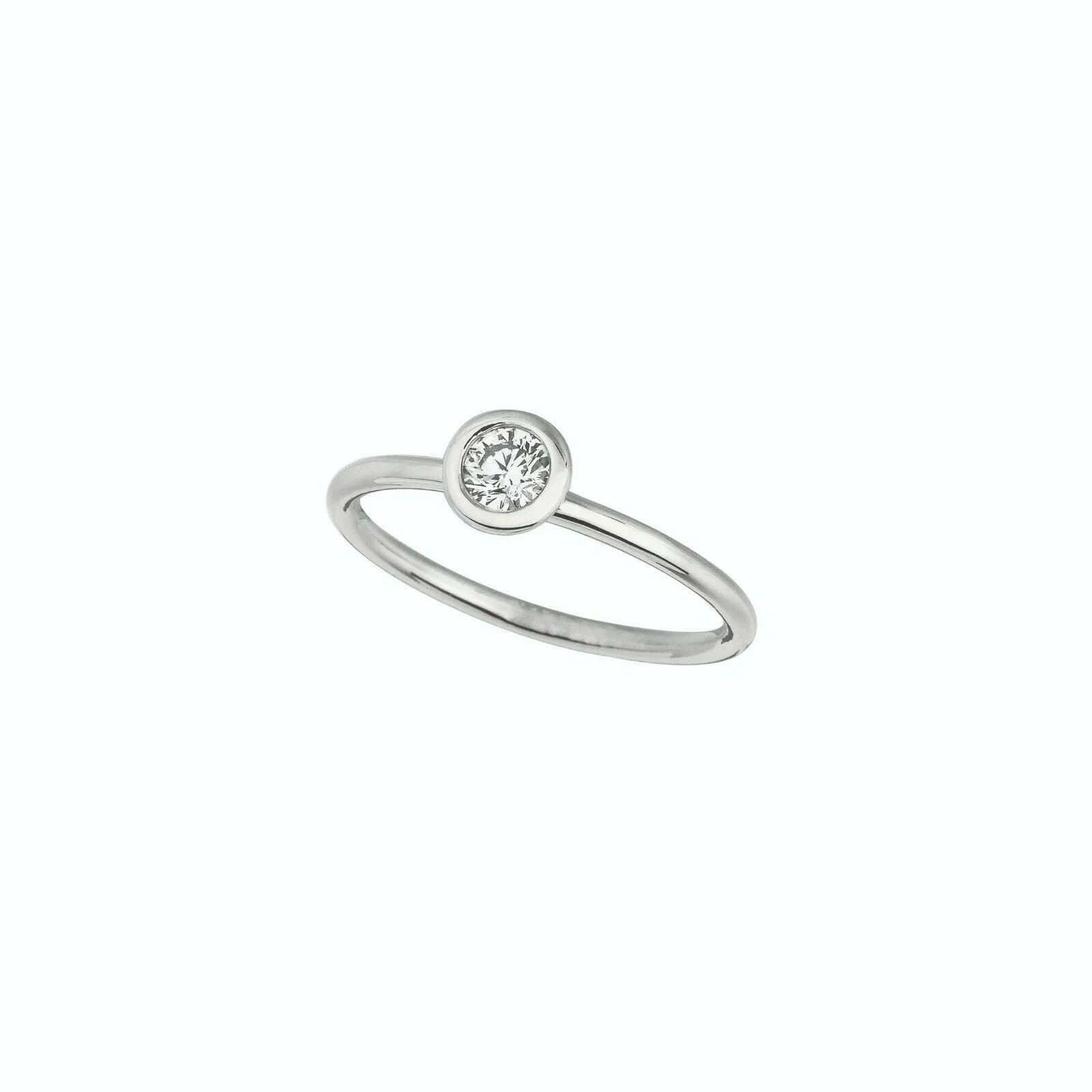 0.30 Carat Natural Diamond Bezel set Ring G SI 14K White Gold