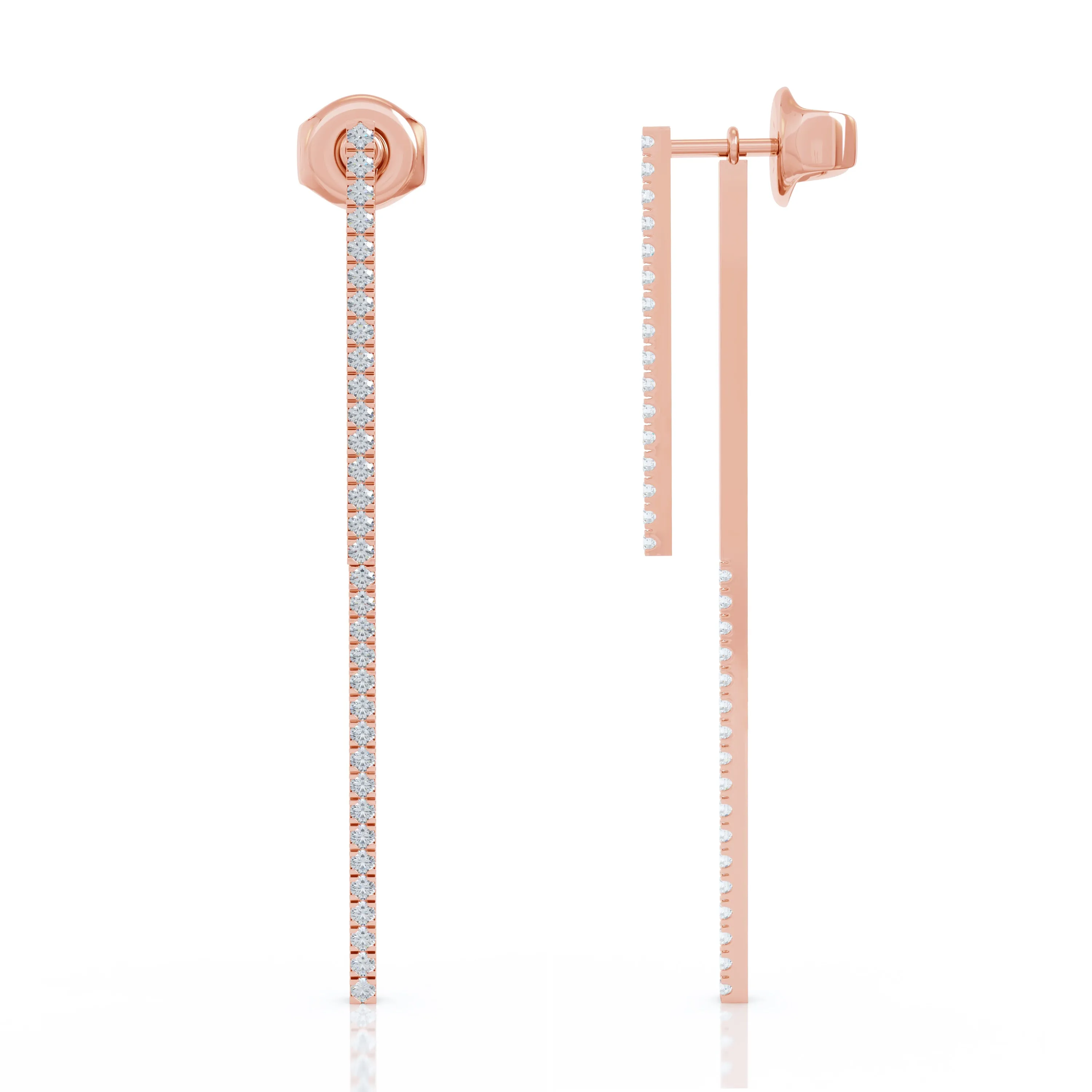 0.40Ct Diamond Double-Bar Drop Earrings in 14K Gold