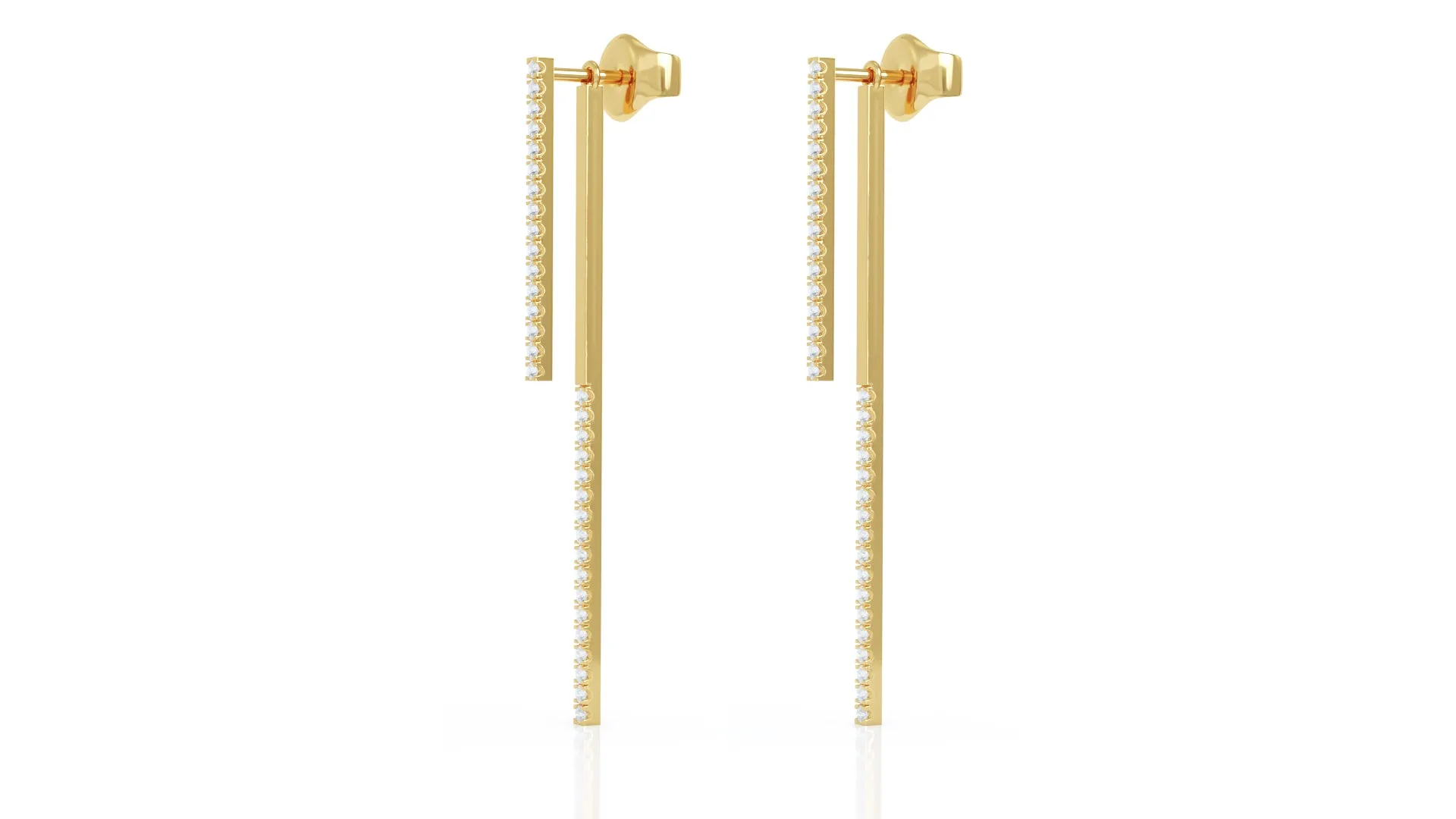 0.40Ct Diamond Double-Bar Drop Earrings in 14K Gold