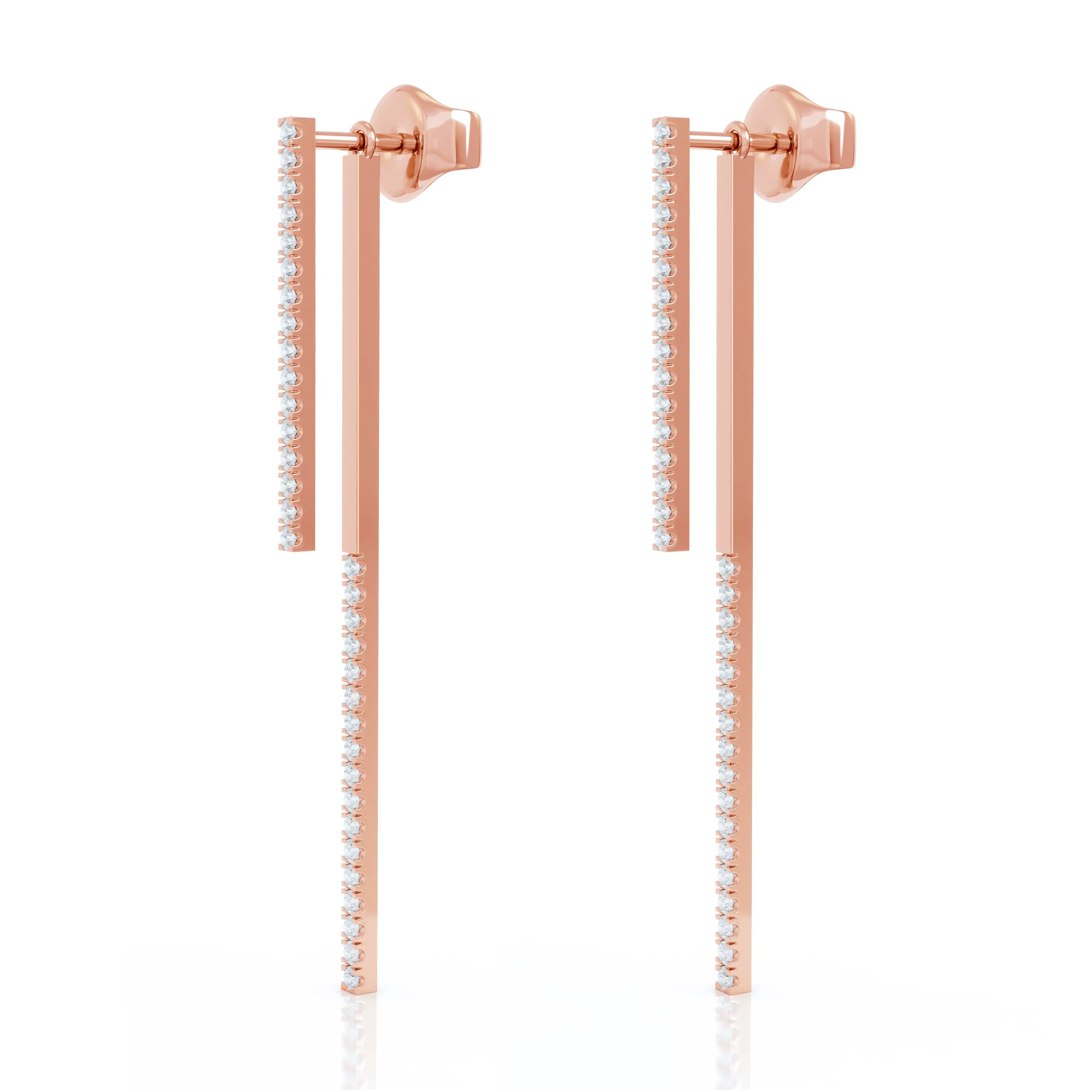 0.40Ct Diamond Double-Bar Drop Earrings in 14K Gold