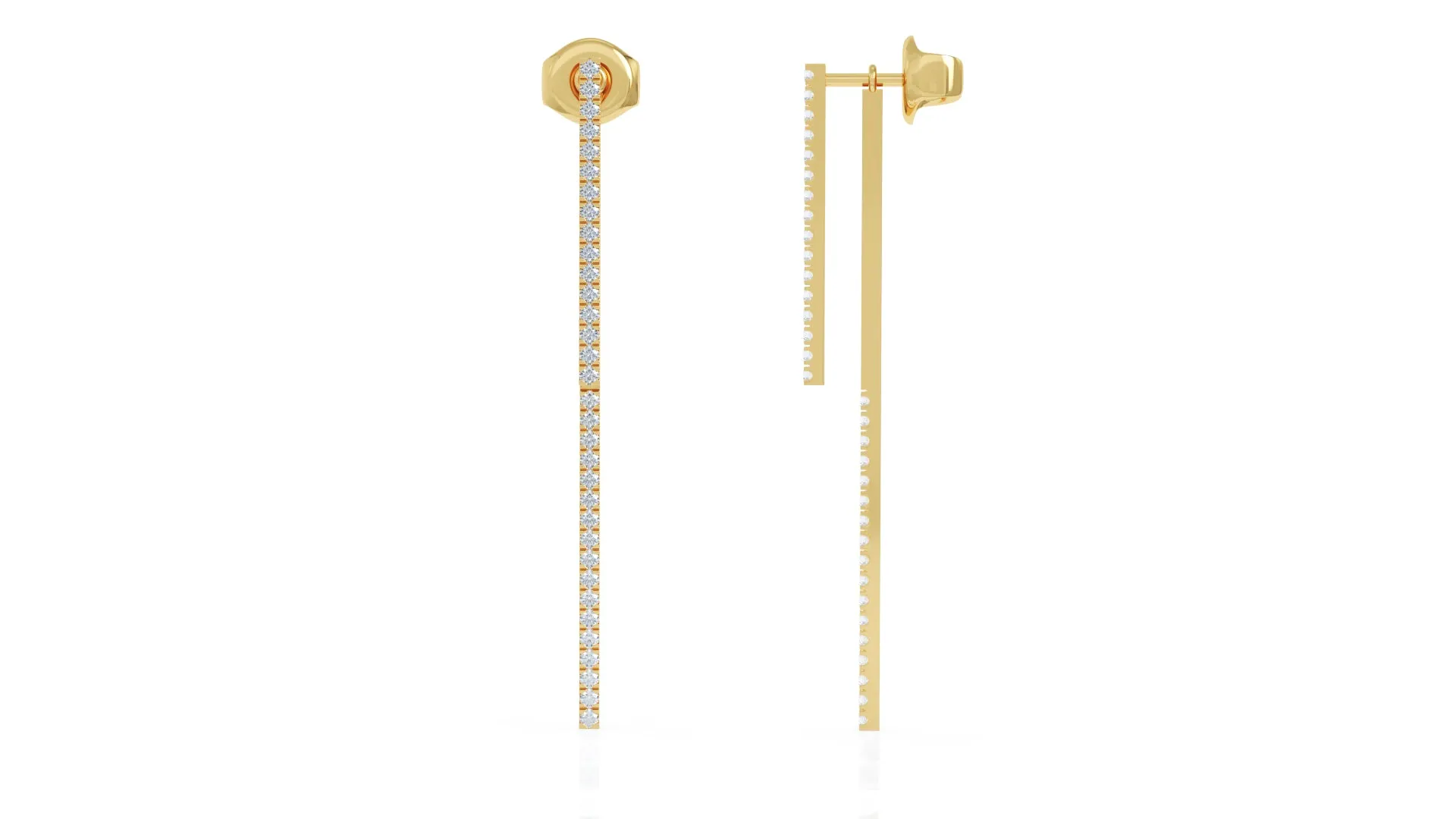 0.40Ct Diamond Double-Bar Drop Earrings in 14K Gold