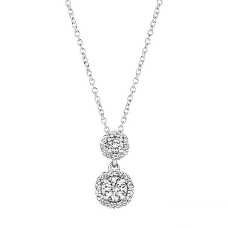 0.50 Carat Natural Diamond Necklace 14K White Gold G SI 18 inches chain