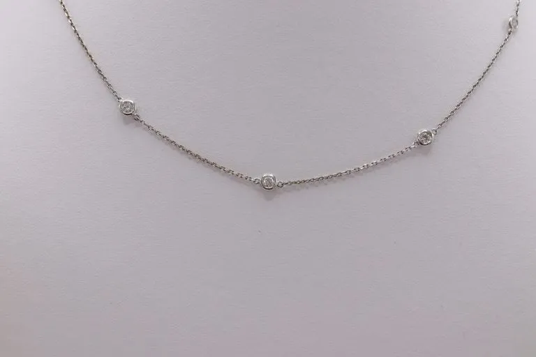 0.73cts-14k White Gold Diamond Necklace