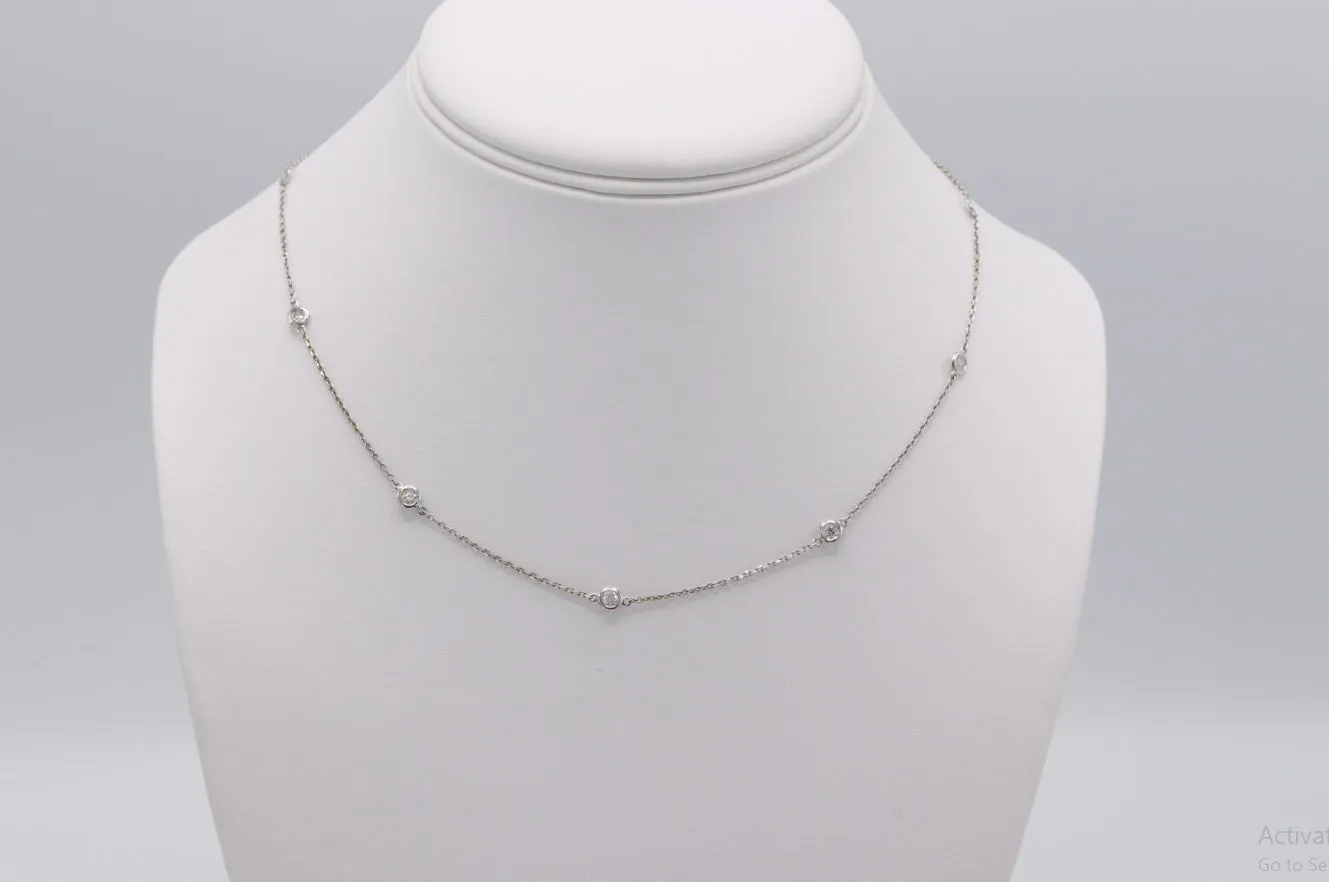 0.73cts-14k White Gold Diamond Necklace
