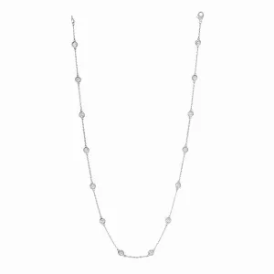 0.75 Carat Diamond by the Yard Necklace G SI 14K White Gold 14 stones 20 inch