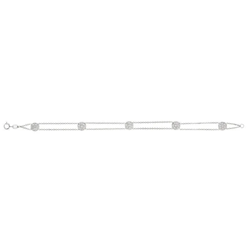 0.75 Carat Natural Diamond Bracelet G SI 14K White Gold 7 inches