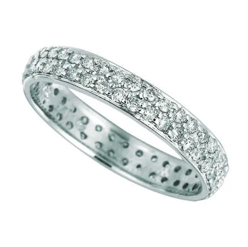 0.75 Ct Natural Diamond Eternity Ring Band G SI set in 14K White Gold