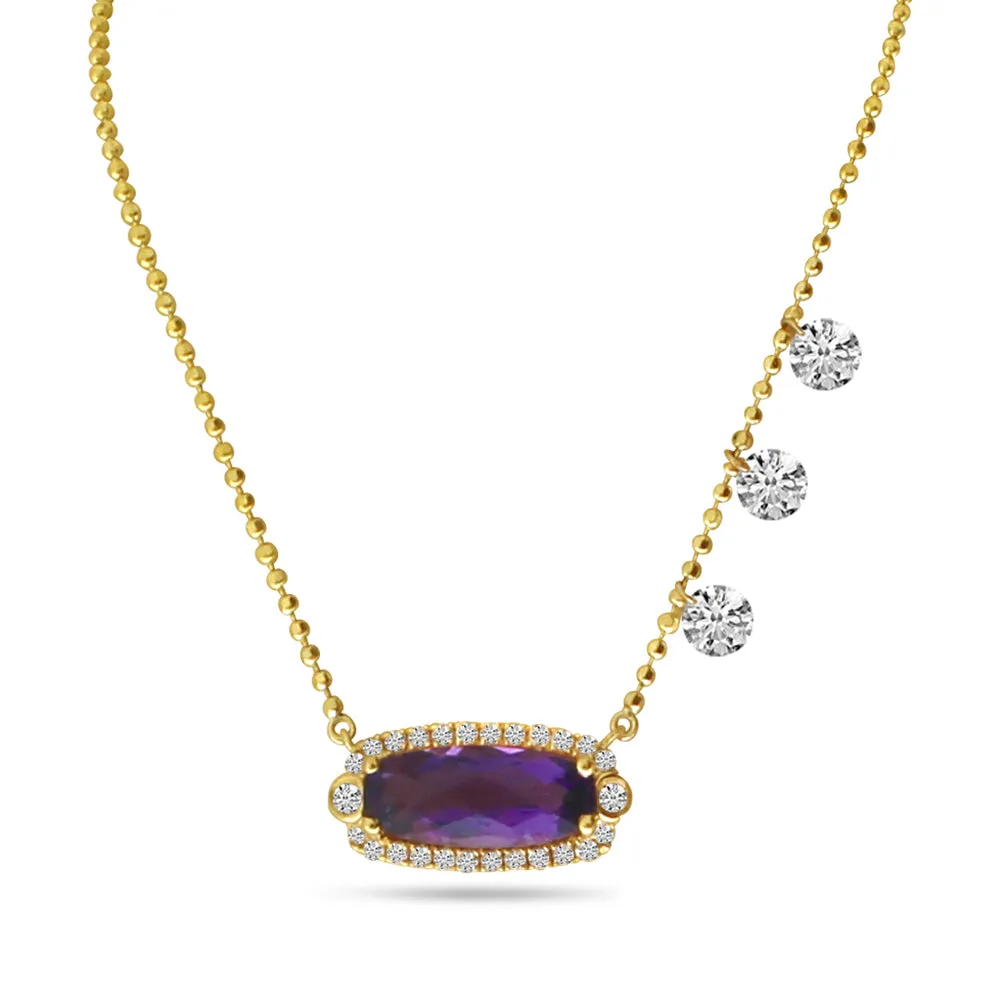 0.94 Carat Amethyst Brevani Pendant in 14k Yellow Gold