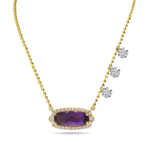 0.94 Carat Amethyst Brevani Pendant in 14k Yellow Gold