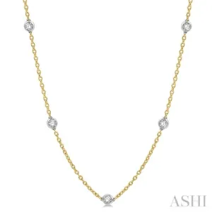 1 1/2 ctw Round Cut Diamond Fashion Necklace in 14K Yellow and White Gold
