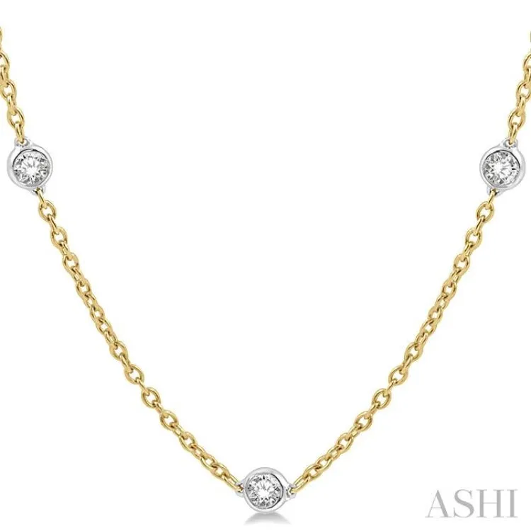 1 1/2 ctw Round Cut Diamond Fashion Necklace in 14K Yellow and White Gold