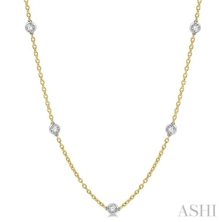 1 1/2 ctw Round Cut Diamond Fashion Necklace in 14K Yellow and White Gold