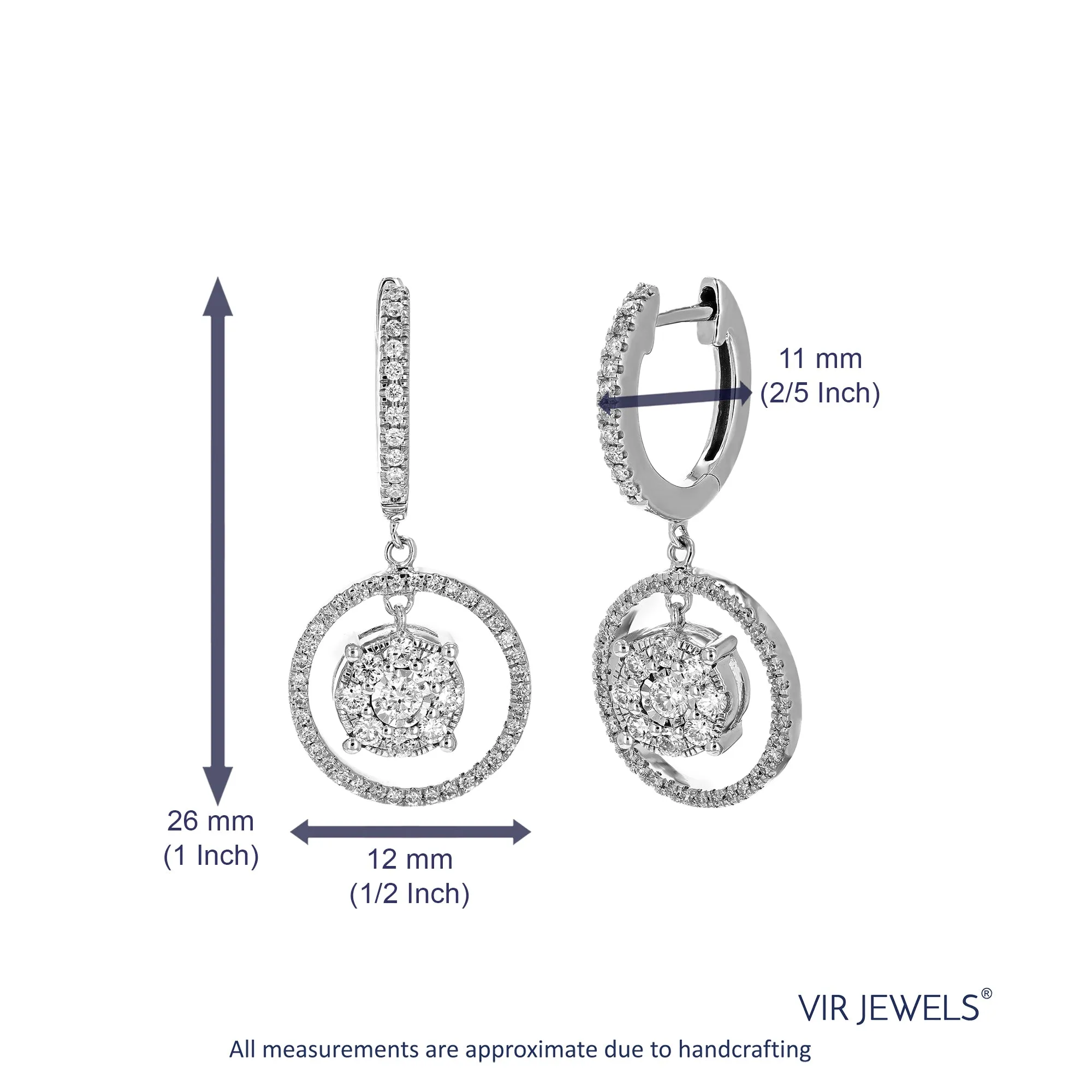 1 cttw Lab Grown Diamond Dangle Earring in Sterling Silver