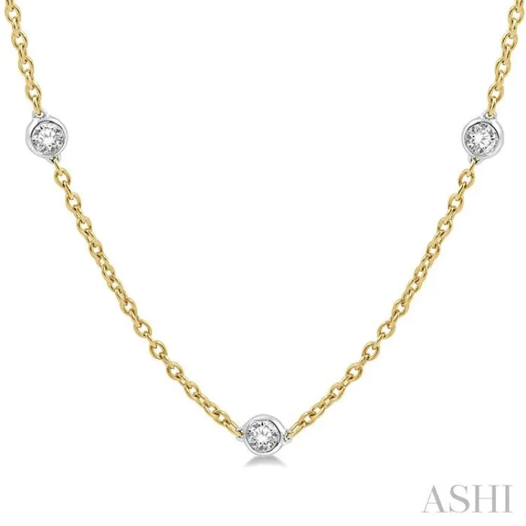1 ctw Round Cut Diamond Fashion Necklace in 14K Yellow and White Gold
