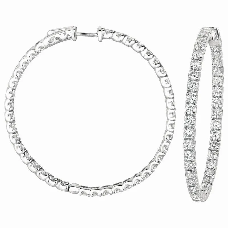 10 POINTER HOOP EARRINGS/PATENTED SNAP LOCK 14K GOLD (8.02 CTW)