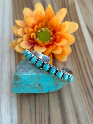 10 Stone Kingman Turquoise Cuff