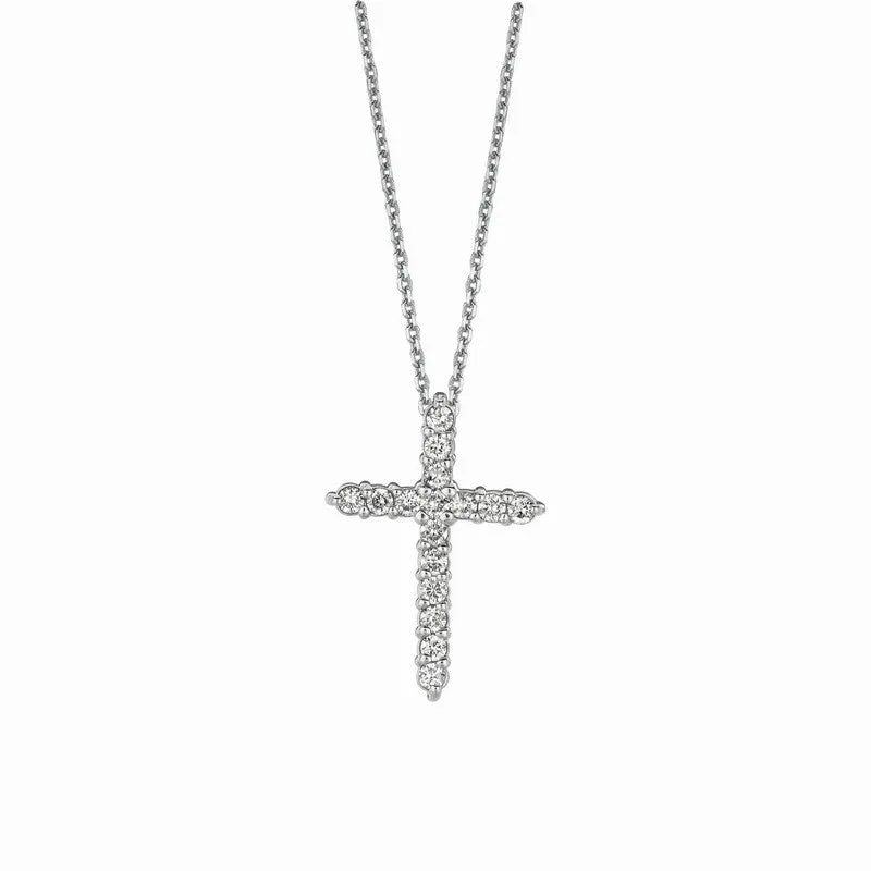 1.00 CARAT NATURAL DIAMOND CROSS NECKLACE 14K GOLD G SI