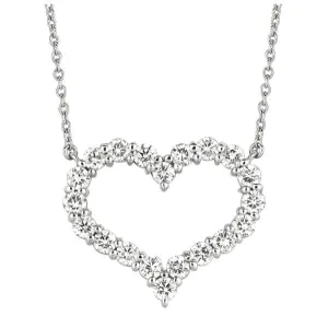 1.00 Carat Natural Diamond Heart Necklace 14K White Gold G SI 18'' chain ON SALE NOW