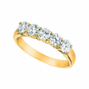 1.00 Carat Natural Diamond Ring G SI 14K Yellow Gold 5 stones