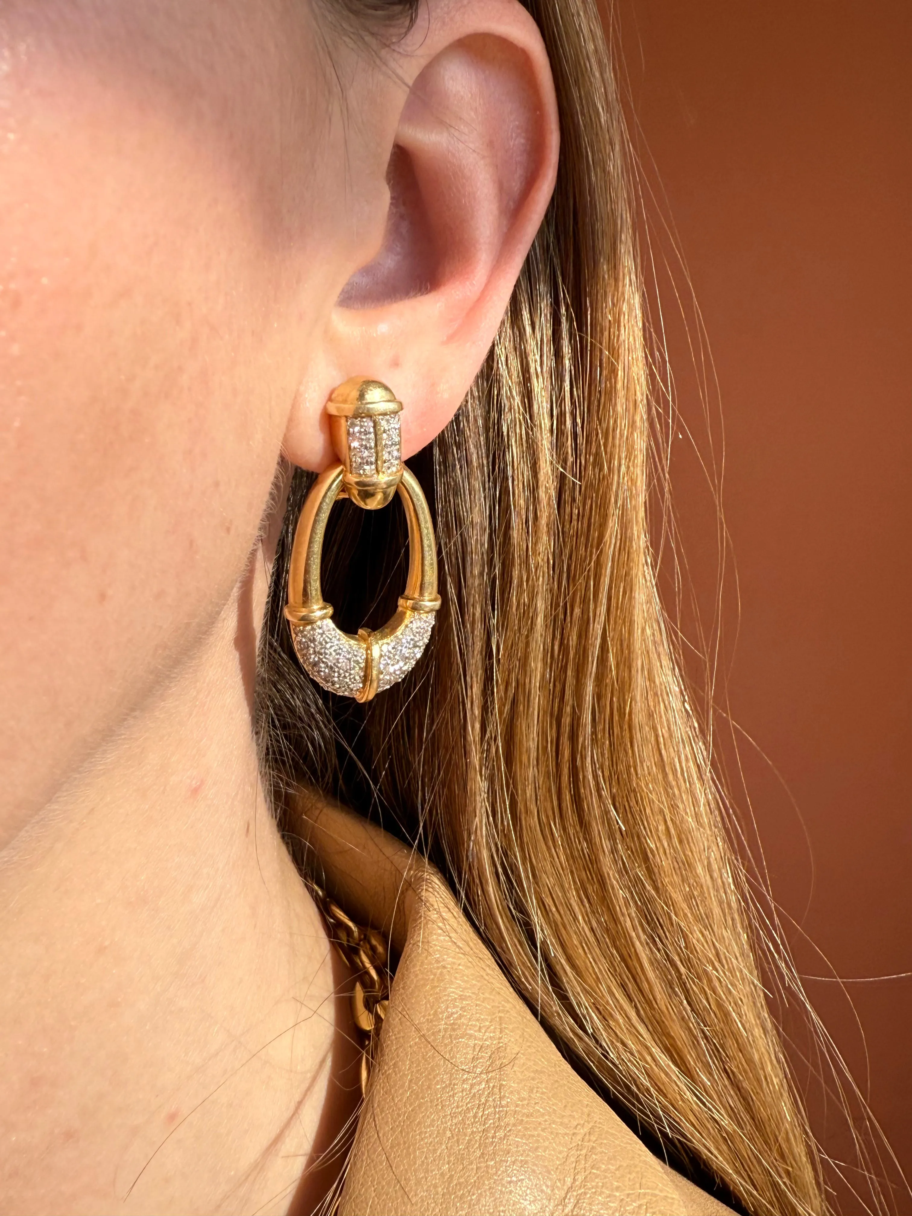 1.00ctw Diamond Earrings, Two Tone 14k & Platinum