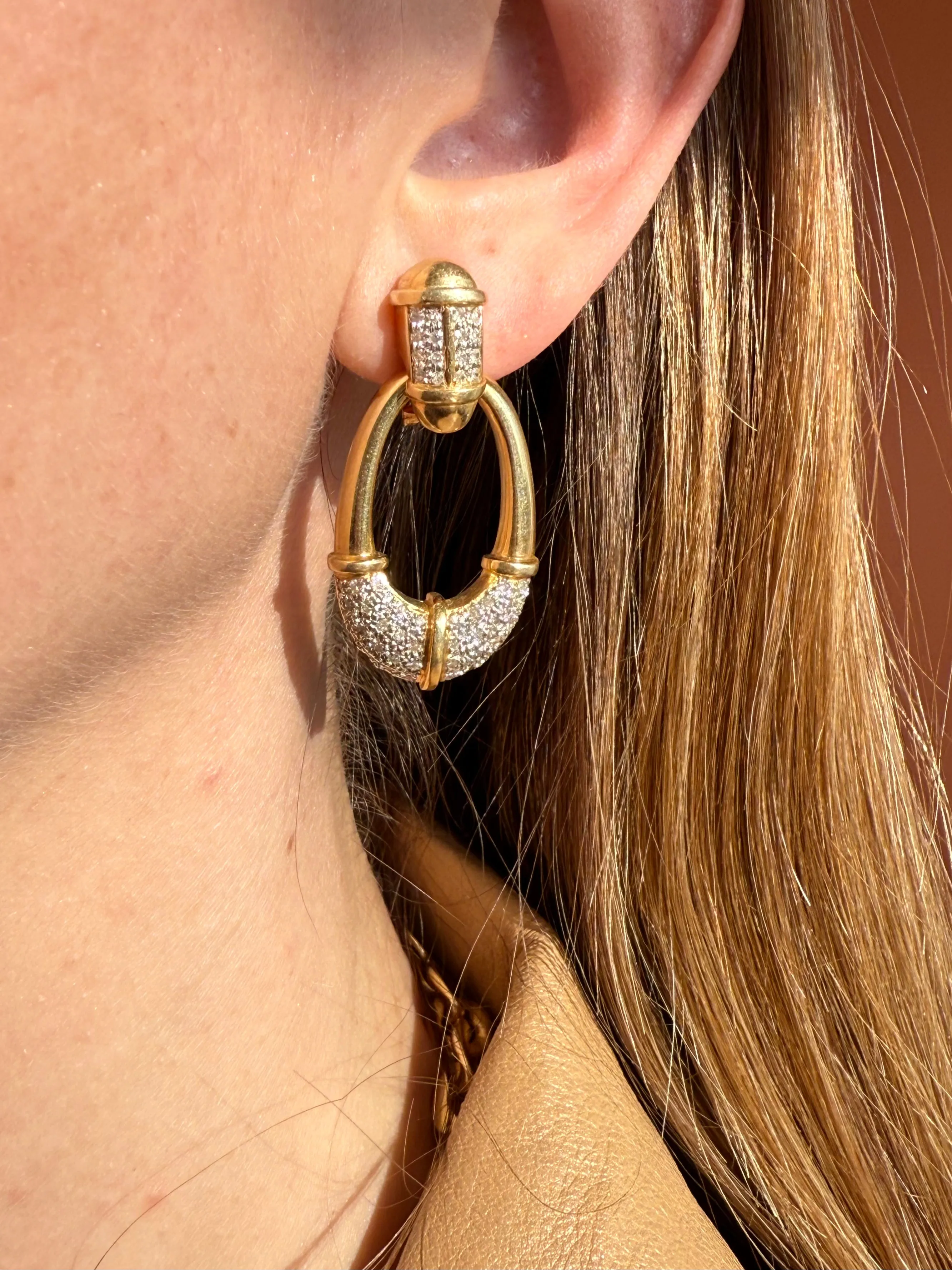 1.00ctw Diamond Earrings, Two Tone 14k & Platinum