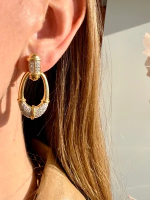 1.00ctw Diamond Earrings, Two Tone 14k & Platinum