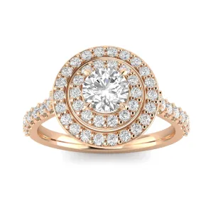 1.00ctw Diamond Halo Engagement Ring in 10k Rose Gold (J-K, I2-I3)