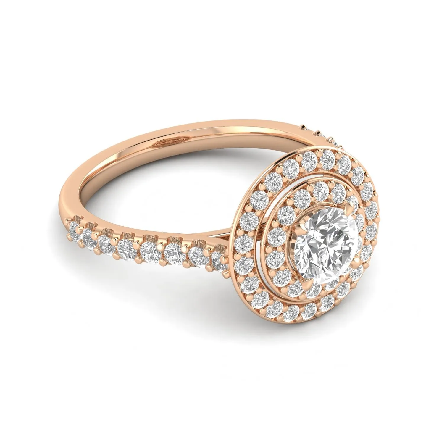 1.00ctw Diamond Halo Engagement Ring in 10k Rose Gold (J-K, I2-I3)
