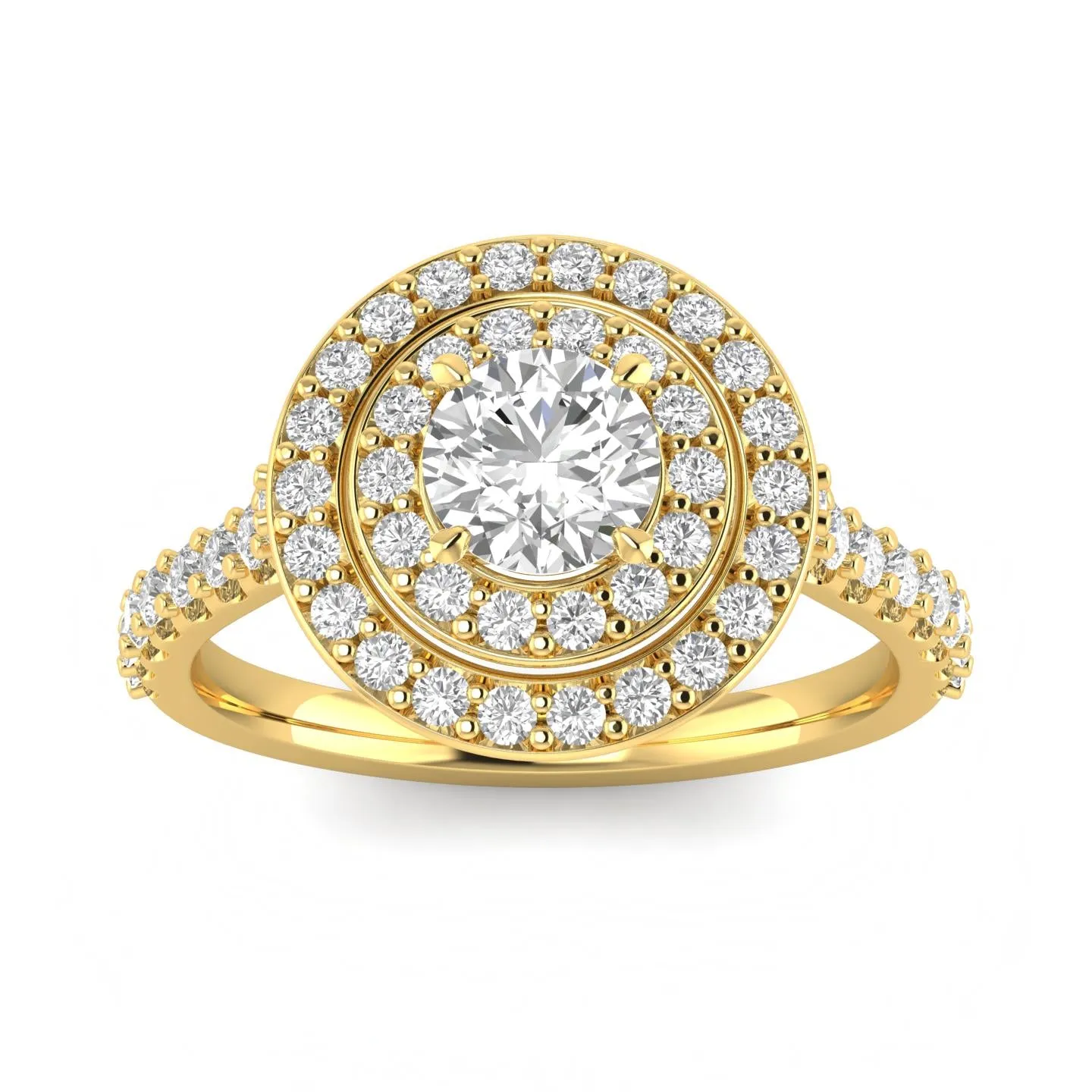1.00ctw Diamond Halo Engagement Ring in 10k Yellow Gold (J-K, I2-I3)