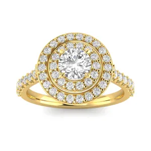 1.00ctw Diamond Halo Engagement Ring in 10k Yellow Gold (J-K, I2-I3)