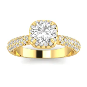 1.00ctw Diamond Halo Engagement Ring in 10k Yellow Gold (J-K, I2-I3)