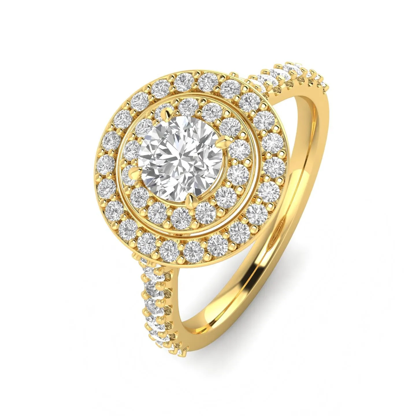 1.00ctw Diamond Halo Engagement Ring in 10k Yellow Gold (J-K, I2-I3)