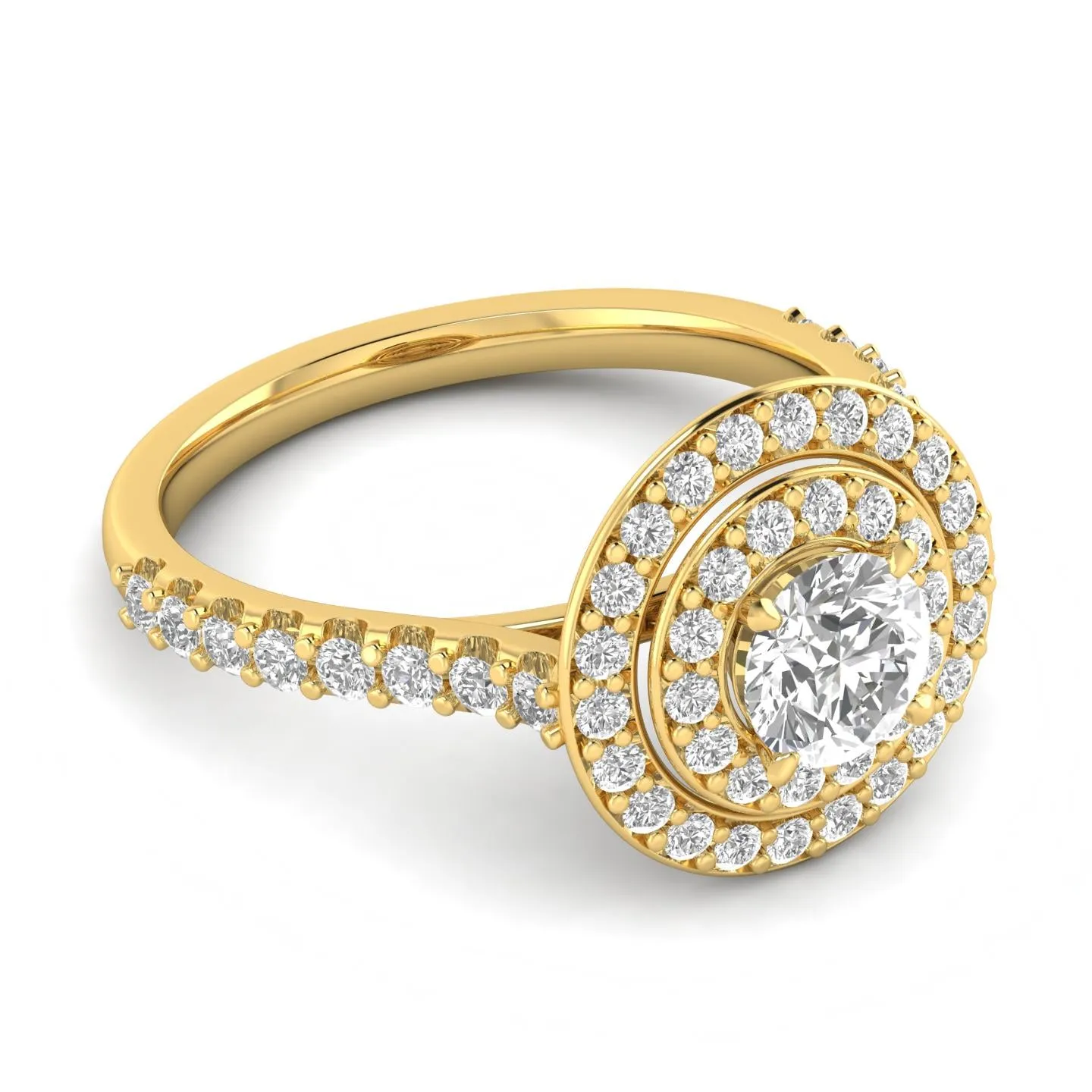1.00ctw Diamond Halo Engagement Ring in 10k Yellow Gold (J-K, I2-I3)