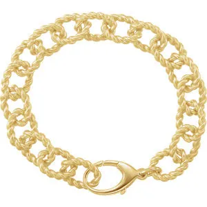 10.75 mm Sterling Silver Gold Plated Link Bracelet