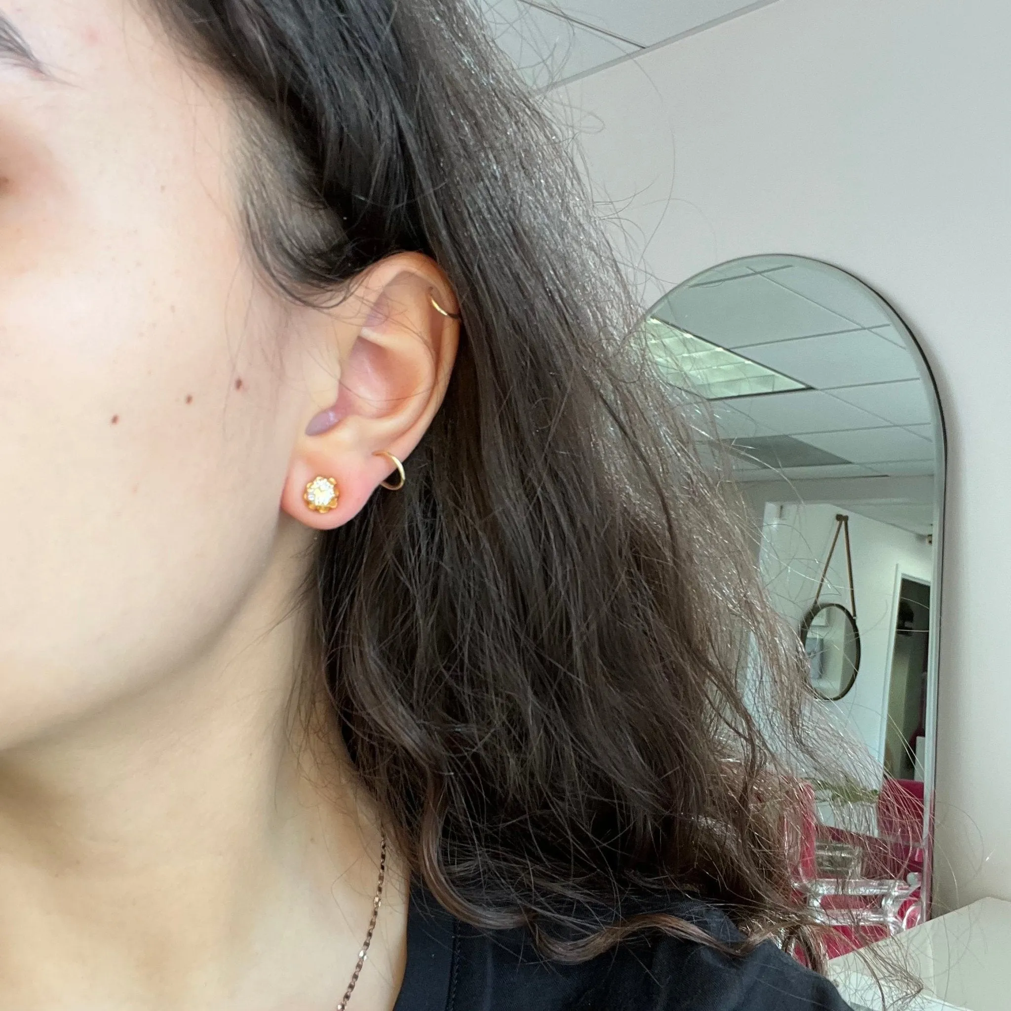 1.07ctw Old European Cut Diamond Buttercup Stud Earrings