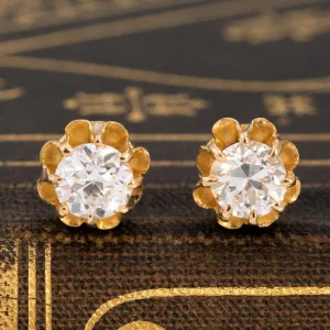 1.07ctw Old European Cut Diamond Buttercup Stud Earrings