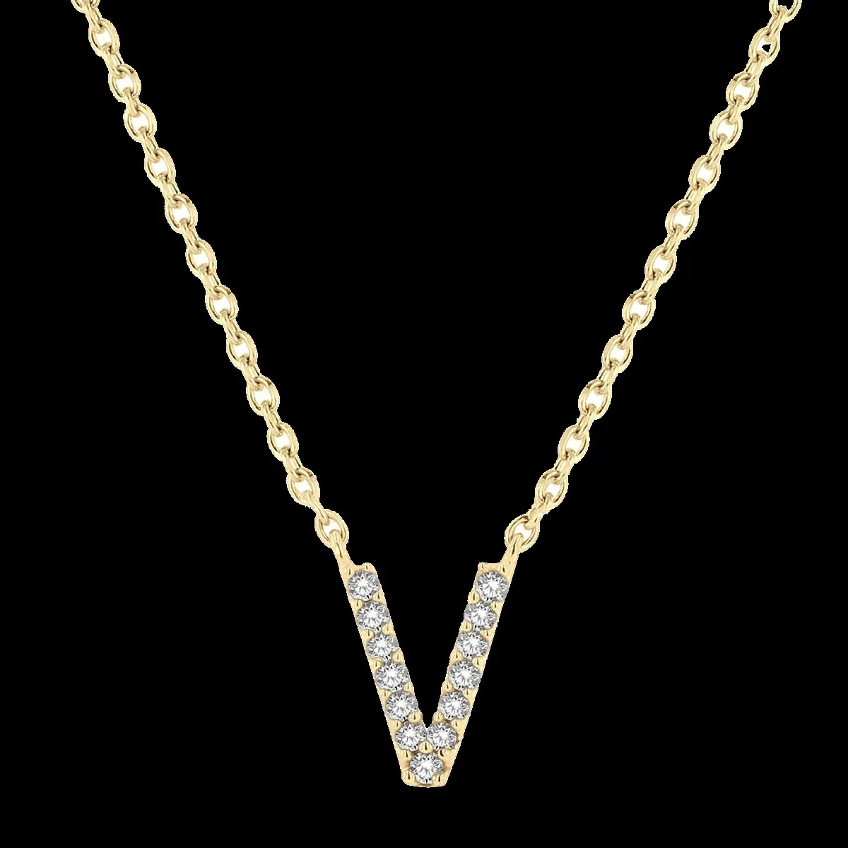 10K 0.06ct Diamond Initial-V Necklaces