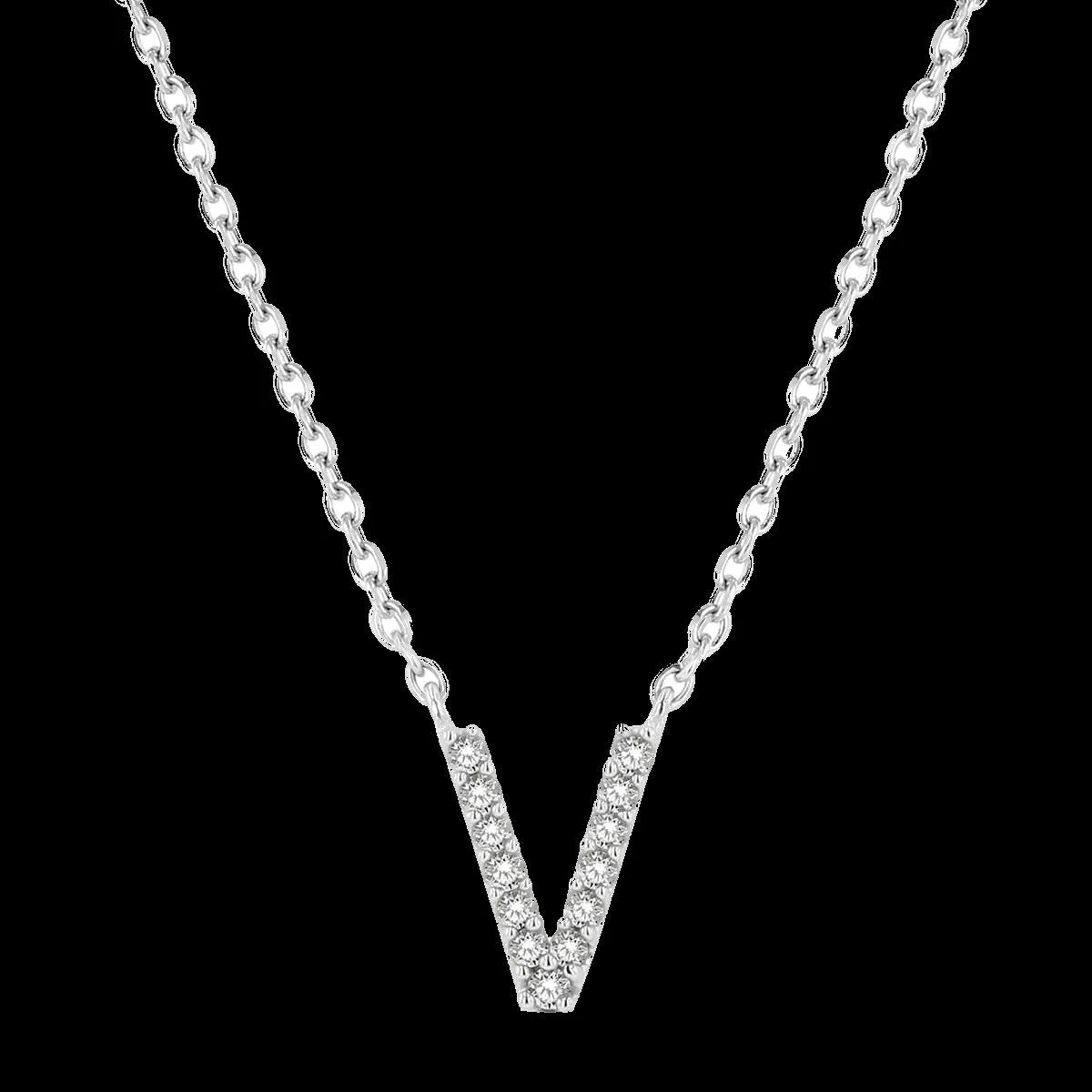 10K 0.06ct Diamond Initial-V Necklaces