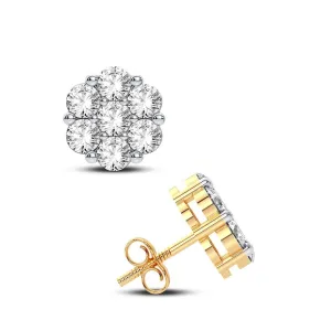10K 0.75Ct Diamond Cluster Earrings