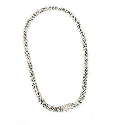 10k Diamond Pave Chain Link Necklace White Gold