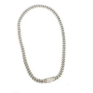 10k Diamond Pave Chain Link Necklace White Gold