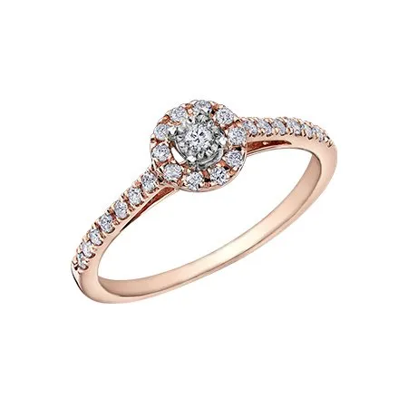 10K Rose Gold (0.23ct ) Illusion Setting Halo Diamond Engagement Ring