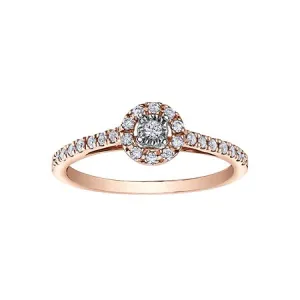 10K Rose Gold (0.23ct ) Illusion Setting Halo Diamond Engagement Ring